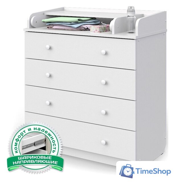 Детский комод Атон Мебель Сириус-2 804 ЛДСП (белый) - Изображение №1 — Интернет-магазин Time-Shop