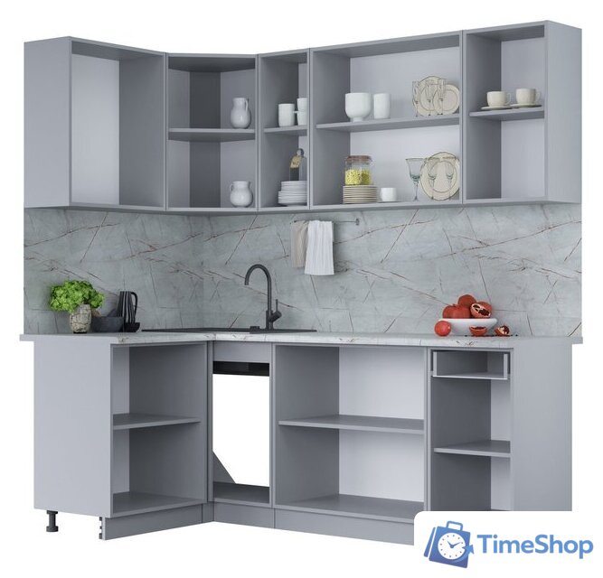 Готовая кухня Интерлиния Мила Лайт 1.2x2.1 (бетон лайт/антрацит/опал светлый) - Изображение №2 — Интернет-магазин Time-Shop