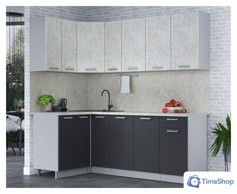 Готовая кухня Интерлиния Мила Лайт 1.2x2.1 (бетон лайт/антрацит/опал светлый) - Изображение №3 — Интернет-магазин Time-Shop