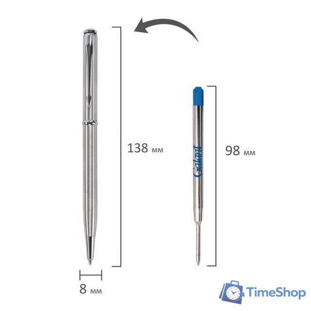Ручка шариковая Galant Arrow Chrome 140408 (синий) - Изображение №10 — Интернет-магазин Time-Shop