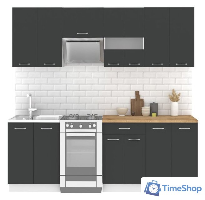 Готовая кухня Mio Tesoro Экстра-лайт 2.2 (антрацит/дуб бунратти) - Изображение №1 — Интернет-магазин Time-Shop