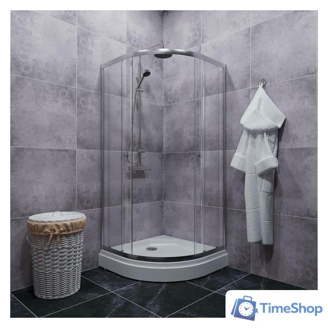 Душевой уголок Triton Альфа Хром А1 100х100 без поддона (прозрачное стекло) - Изображение №3 — Интернет-магазин Time-Shop