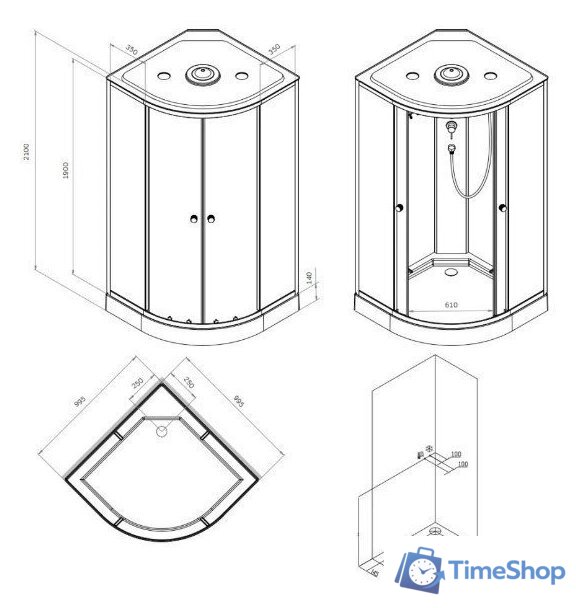 Душевая кабина AM.PM X-Joy 100x100 W94C-401-100MT - Изображение №8 — Интернет-магазин Time-Shop