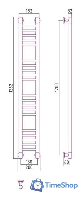 Полотенцесушитель Сунержа Богема+ прямая 1200х150 31-0220-1215 - Изображение №3 — Интернет-магазин Time-Shop