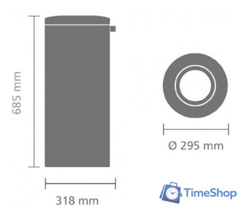 Корзина для бумаг Brabantia Waste Paper Bin 30 л (стальной полированный) - Изображение №8 — Интернет-магазин Time-Shop