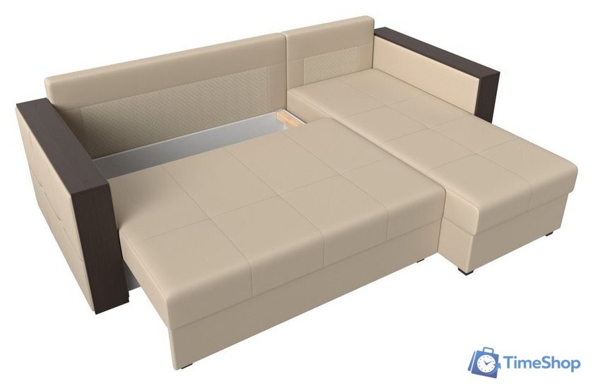 Угловой диван Лига диванов Валенсия Лайт правый (экокожа, бежевый) - Изображение №5 — Интернет-магазин Time-Shop