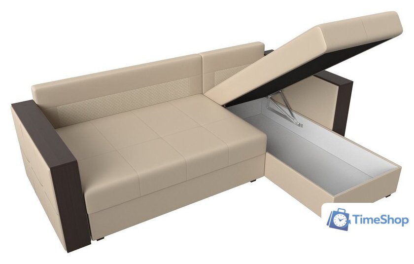 Угловой диван Лига диванов Валенсия Лайт правый (экокожа, бежевый) - Изображение №7 — Интернет-магазин Time-Shop