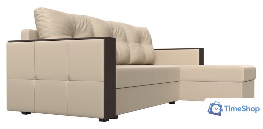 Угловой диван Лига диванов Валенсия Лайт правый (экокожа, бежевый) - Изображение №3 — Интернет-магазин Time-Shop
