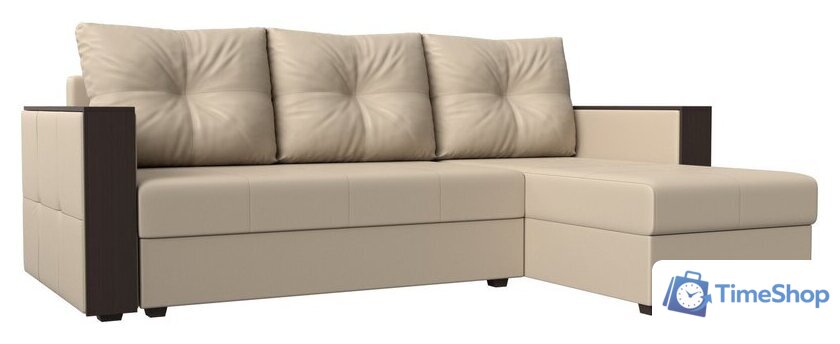 Угловой диван Лига диванов Валенсия Лайт правый (экокожа, бежевый) - Изображение №1 — Интернет-магазин Time-Shop