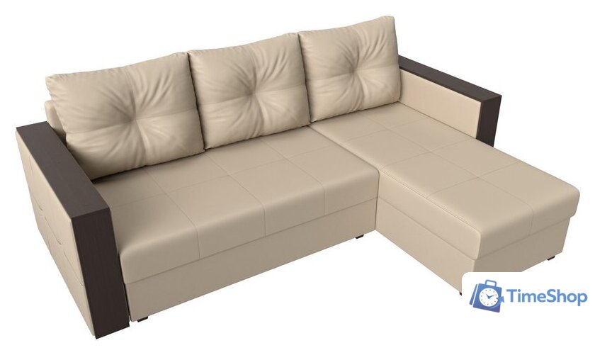 Угловой диван Лига диванов Валенсия Лайт правый (экокожа, бежевый) - Изображение №4 — Интернет-магазин Time-Shop