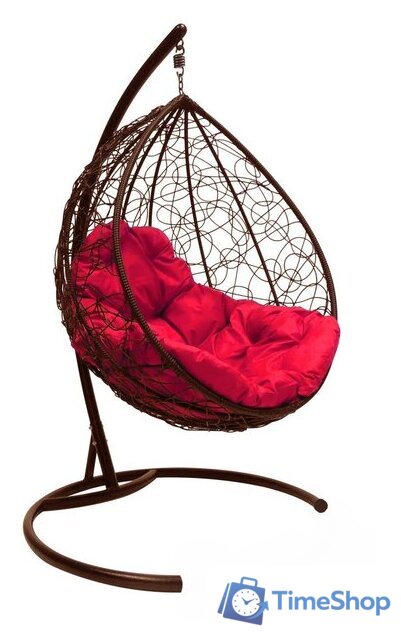 Подвесное кресло M-Group Капля 11020206 (коричневый ротанг/красная подушка) - Изображение №1 — Интернет-магазин Time-Shop