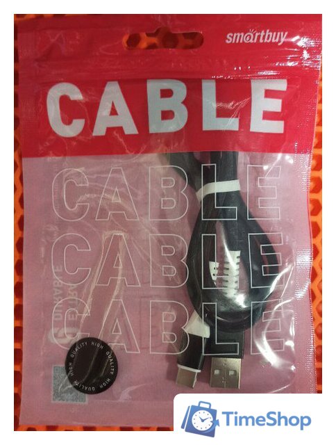 Кабель SmartBuy iK-3112FL USB Type-A - USB Type-C (1 м, черный) - Изображение №1 — Интернет-магазин Time-Shop