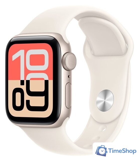 Умные часы Apple Watch SE 3 40 мм (алюминиевый корпус, звездный свет/звездный свет, спортивный силиконовый ремешок M/L) - Изображение №1 — Интернет-магазин Time-Shop