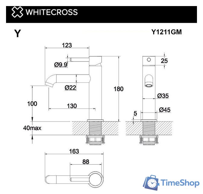 Смеситель Whitecross Y 1211GM (оружейная сталь) - Изображение №3 — Интернет-магазин Time-Shop