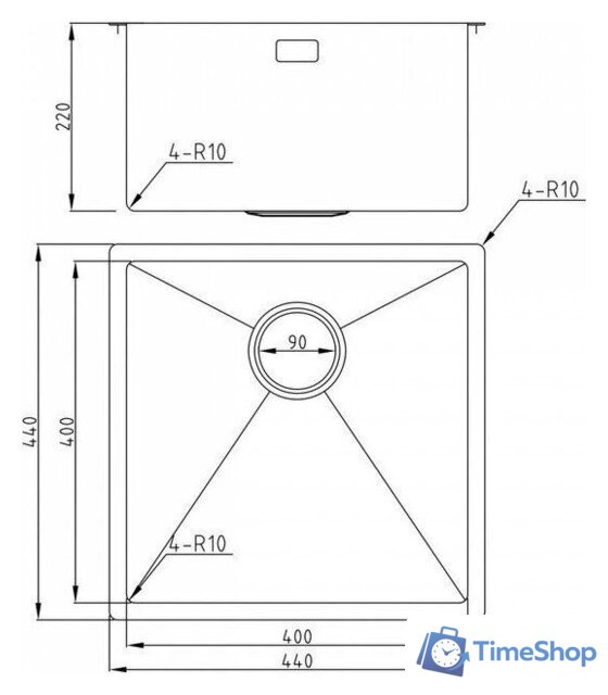 Кухонная мойка Milacio Denia 44 Steel MC.77438 (золотой) - Изображение №8 — Интернет-магазин Time-Shop