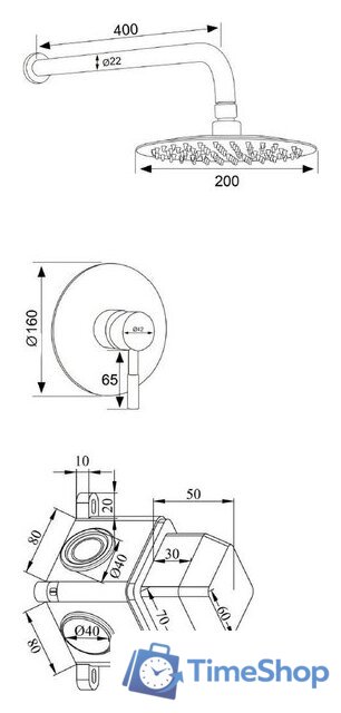 Верхний душ РМС SUS129-1 - Изображение №5 — Интернет-магазин Time-Shop