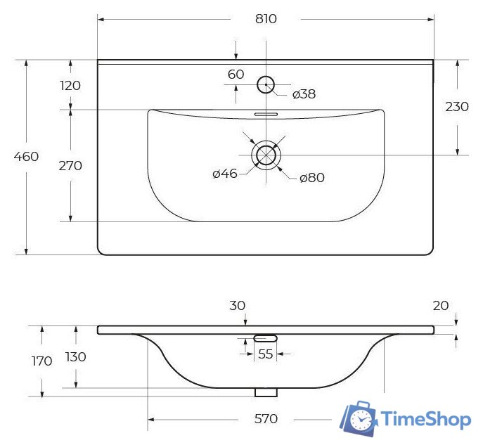 Умывальник Cezares CZR-8099-80 - Изображение №3 — Интернет-магазин Time-Shop
