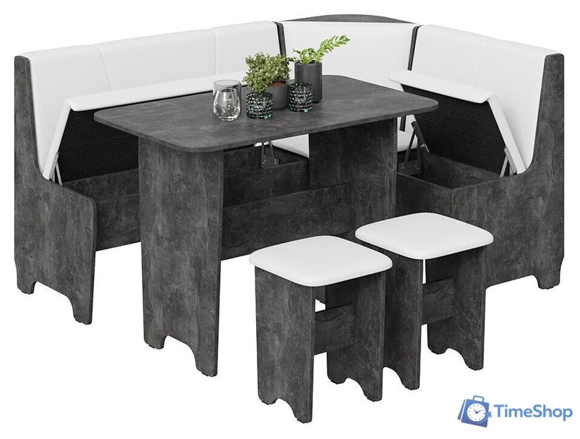 Обеденная группа Трия Техас исп. 1 (ателье темный/экокожа белый) - Изображение №4 — Интернет-магазин Time-Shop