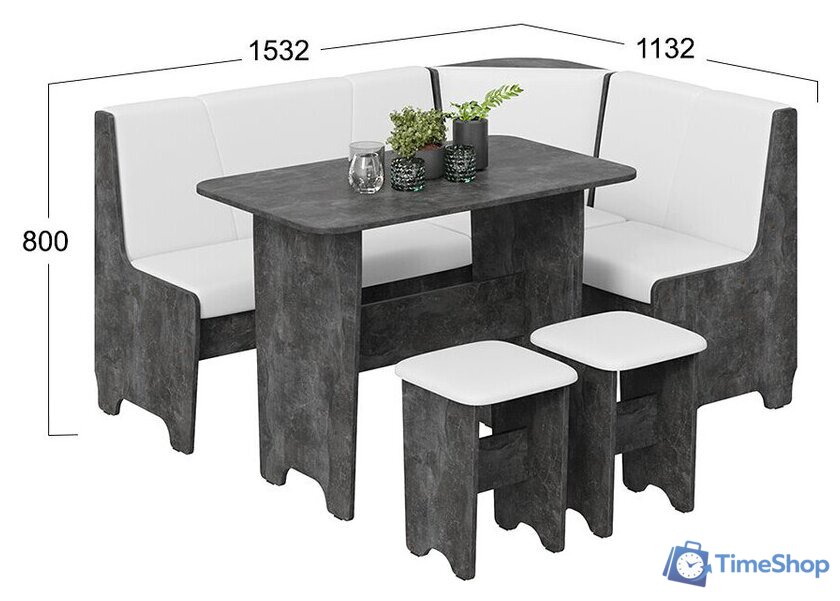 Обеденная группа Трия Техас исп. 1 (ателье темный/экокожа белый) - Изображение №2 — Интернет-магазин Time-Shop