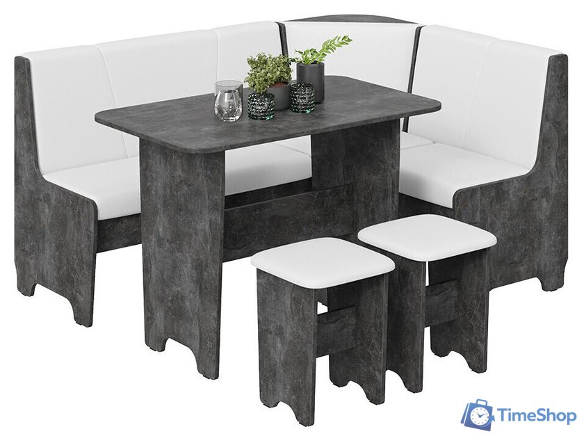Обеденная группа Трия Техас исп. 1 (ателье темный/экокожа белый) - Изображение №3 — Интернет-магазин Time-Shop