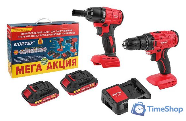  Wortex 1329368 (гайковерт, шуруповерт, 2 АКБ) - Изображение №1 — Интернет-магазин Time-Shop