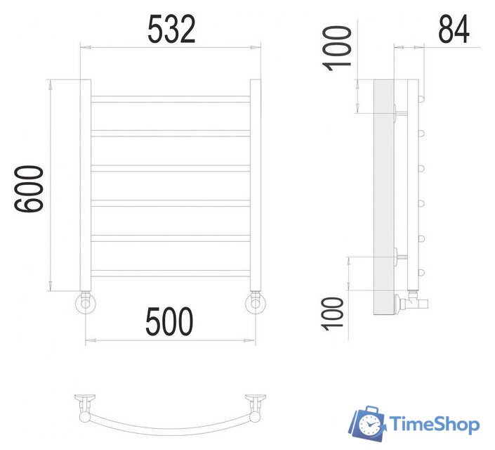 Полотенцесушитель TERMINUS Классик П6 500x600 (RAL 9003 белый) - Изображение №3 — Интернет-магазин Time-Shop
