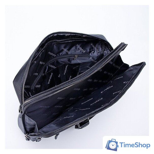 Мужская сумка Poshete 249-8193-8-BLK (черный) - Изображение №4 — Интернет-магазин Time-Shop