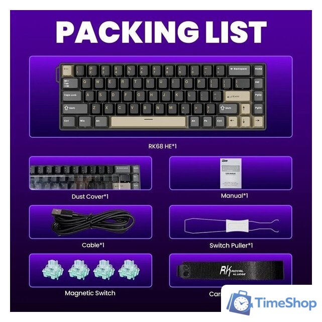 Клавиатура Royal Kludge RK68 HE Phantom (RK Mint) - Изображение №12 — Интернет-магазин Time-Shop