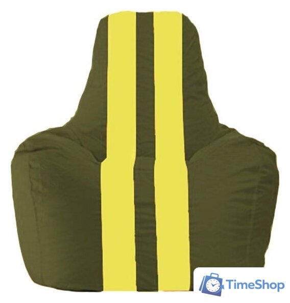 Кресло-мешок Flagman Спортинг С1.1-57 (тёмно-оливковый/жёлтый) - Изображение №1 — Интернет-магазин Time-Shop
