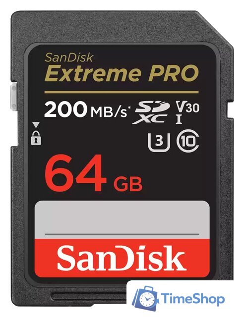 Карта памяти SanDisk Extreme PRO SDXC SDSDXXU-064G-GN4IN 64GB - Изображение №1 — Интернет-магазин Time-Shop