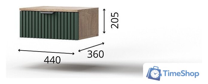 Тумба КМК Мебель 1Я Герта КМК 0979.19 (дуб канзас/SAT 22 зеленый мат) - Изображение №3 — Интернет-магазин Time-Shop