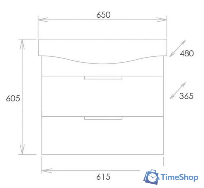  Onika Тумба под умывальник Девис 65.13 106546 - Изображение №2 — Интернет-магазин Time-Shop