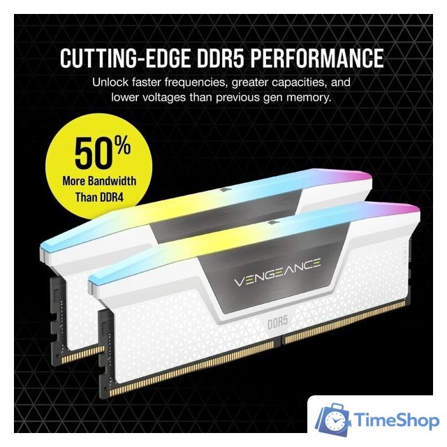 Оперативная память Corsair Vengeance RGB 2x32ГБ DDR5 5600 МГц CMH64GX5M2B5600C40W - Изображение №4 — Интернет-магазин Time-Shop