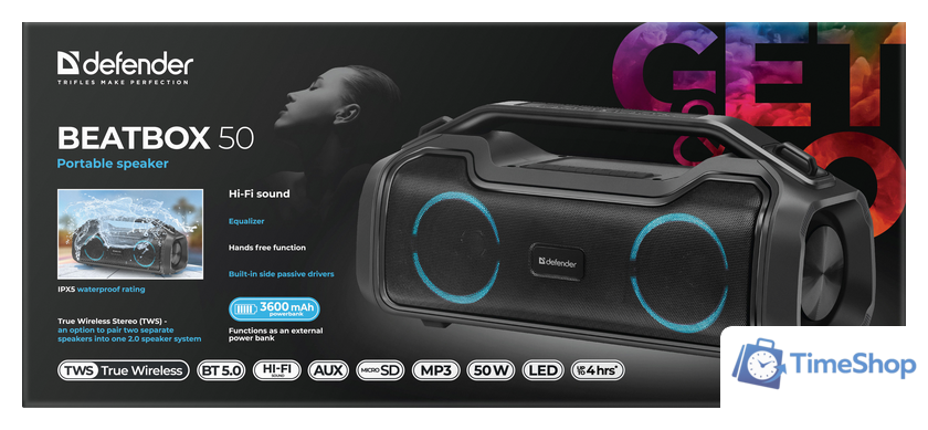 Беспроводная колонка Defender Beatbox 50 - Изображение №5 — Интернет-магазин Time-Shop