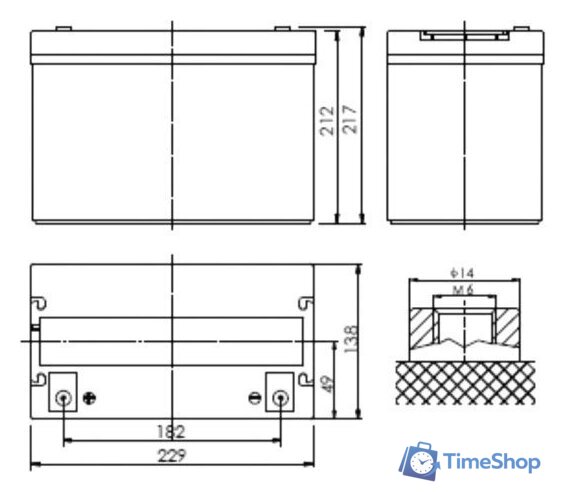 Аккумулятор для ИБП Powerman CA12500/UPS (12В/50 А·ч) - Изображение №3 — Интернет-магазин Time-Shop