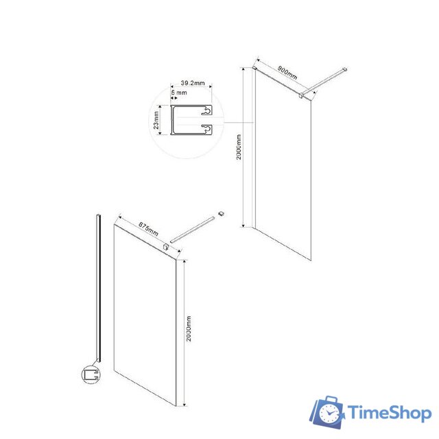 Душевая стенка Vincea Walk-In VSW-1H900CL (хром/прозрачное) - Изображение №3 — Интернет-магазин Time-Shop