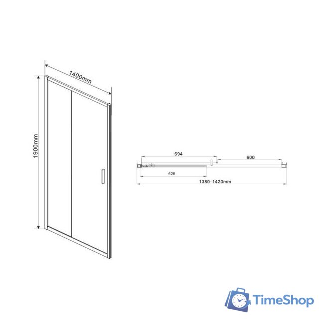 Душевая дверь Vincea Garda VDS-1G140CLB (черный/прозрачное) - Изображение №5 — Интернет-магазин Time-Shop