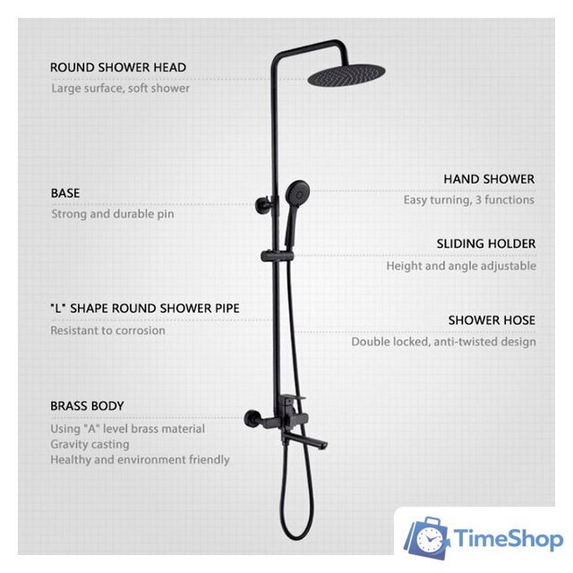 Душевая система  Ledeme L2480B - Изображение №5 — Интернет-магазин Time-Shop