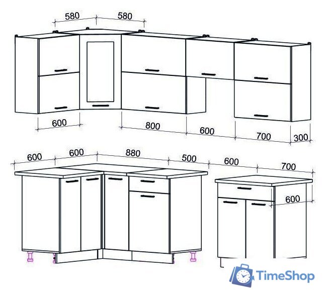 Готовая кухня Интерлиния Мила Gloss 60-12x27 (бордовый/черный глянец) - Изображение №2 — Интернет-магазин Time-Shop