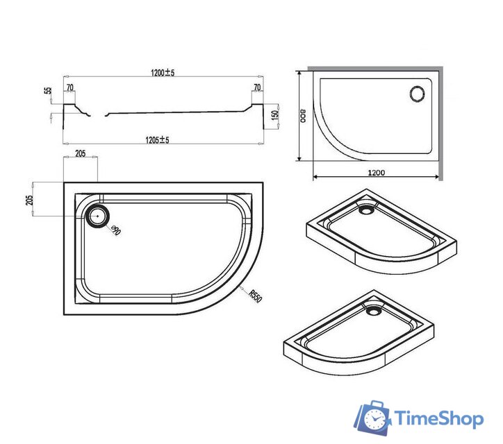 Душевой поддон AM.PM Like 120 W83T-302R120W правосторонний - Изображение №3 — Интернет-магазин Time-Shop