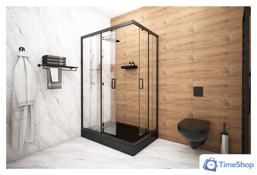 Душевой уголок Метакам Universal Pro Black 120x80 KKS_014548 (прозрачное стекло) - Изображение №4 — Интернет-магазин Time-Shop