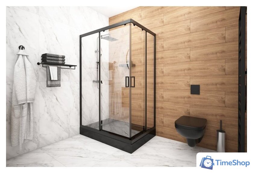 Душевой уголок Метакам Universal Pro Black 120x80 KKS_014548 (прозрачное стекло) - Изображение №3 — Интернет-магазин Time-Shop
