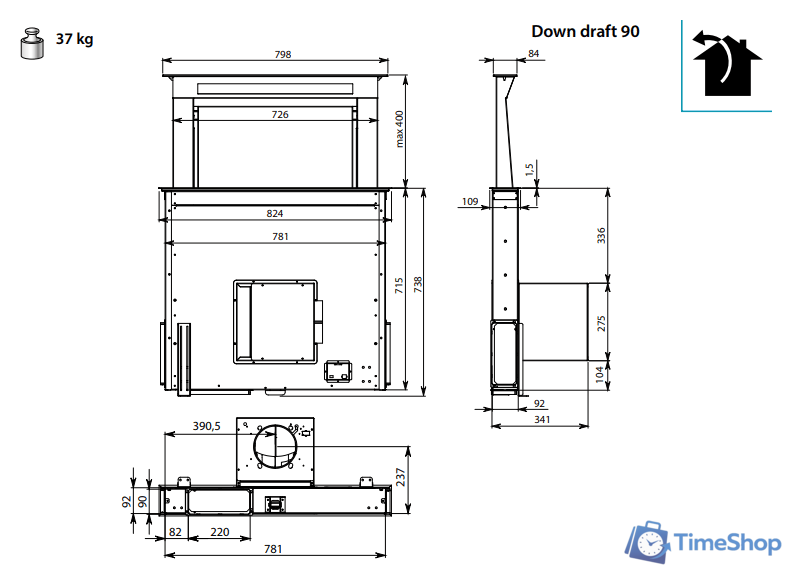 Кухонная вытяжка Falmec Down Draft Design+ 90 (нержавеющая сталь) - Изображение №3 — Интернет-магазин Time-Shop