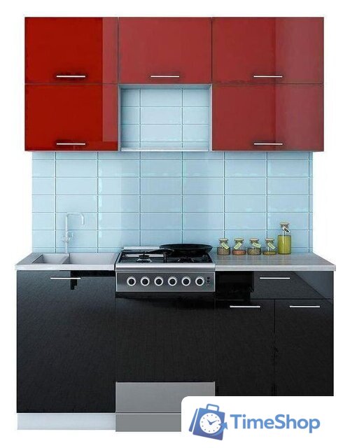 Готовая кухня Интерлиния Мила Gloss 50-16 (бордовый/черный) - Изображение №1 — Интернет-магазин Time-Shop
