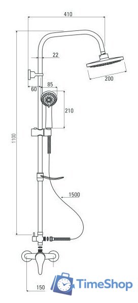 Душевая система  Deante Neo Joko NBJ 01RK - Изображение №2 — Интернет-магазин Time-Shop
