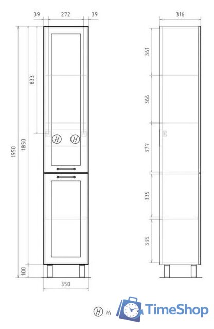  EQUIL Шкаф-пенал Lago 35 (напольный) - Изображение №6 — Интернет-магазин Time-Shop