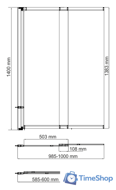 Стеклянная шторка для ванны Wasserkraft Main 41S02-100 - Изображение №3 — Интернет-магазин Time-Shop