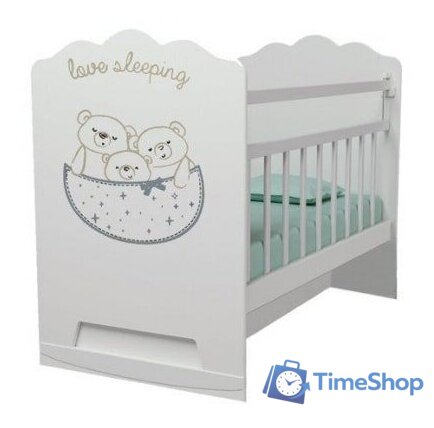Классическая детская кроватка VDK Love Sleeping поперечный маятник (белый) - Изображение №1 — Интернет-магазин Time-Shop