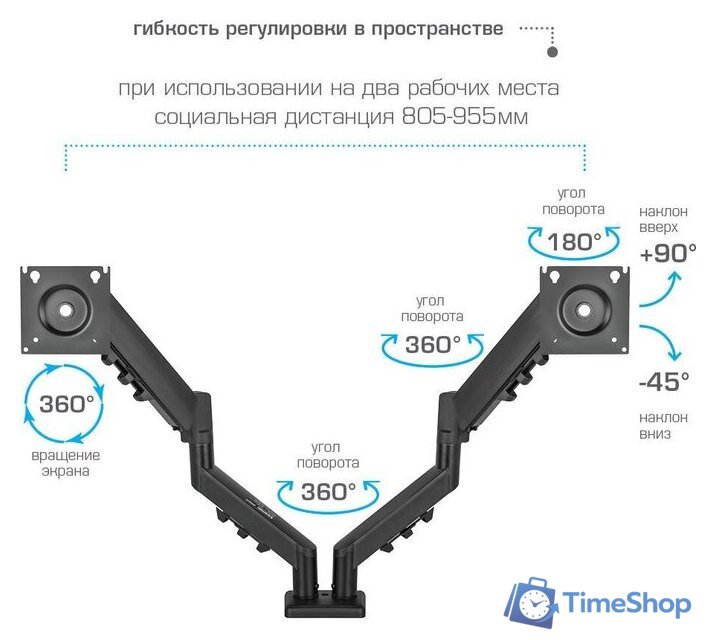 Кронштейн для монитора Kromax Office-14 (черный) - Изображение №5 — Интернет-магазин Time-Shop