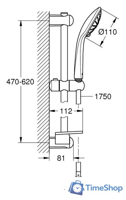 Душевой гарнитур  Grohe Euphoria 110 Massage 27243001 (хром) - Изображение №2 — Интернет-магазин Time-Shop